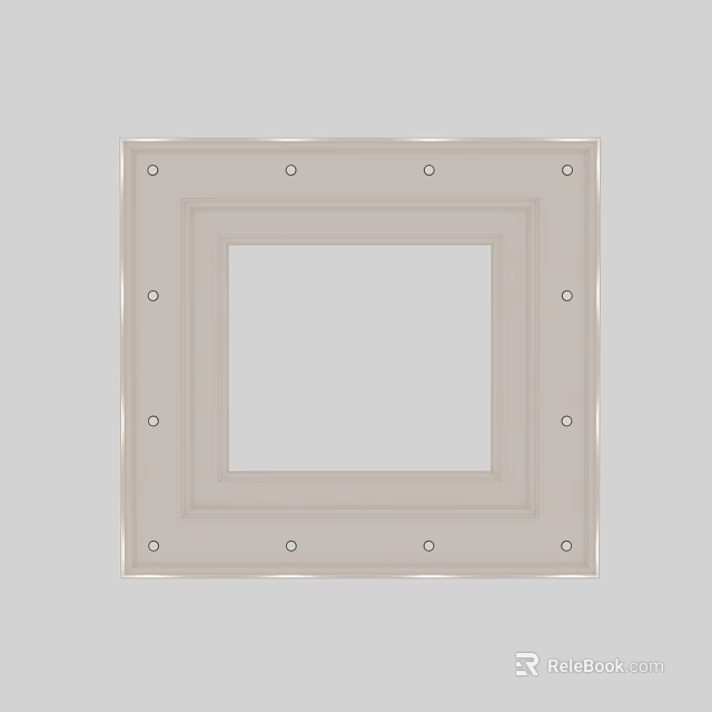 Square Light Colored Ceiling Design with Frame and Decorative Studs Details 3d model 