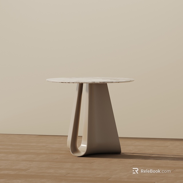 Modern Side Table with White Marble Top and Unique Geometric Metal Base Design 3d model 