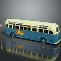New York Bus Company Eagle Depot Blue Yellow Bus Model With Street Sign
