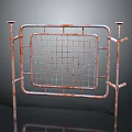 Rusty Metal Grid Fence Structure With Durable Design And Sturdy Frame 3d model