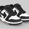 Black And White Classic Sneakers With Lace Up Design And White Rubber Outsole