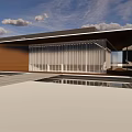 Modern Sales Office Building With Glass Curtain Wall And Tower Structure