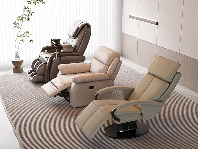 Modern Massage Chairs In Bright Room With Rug And Plant 3d model