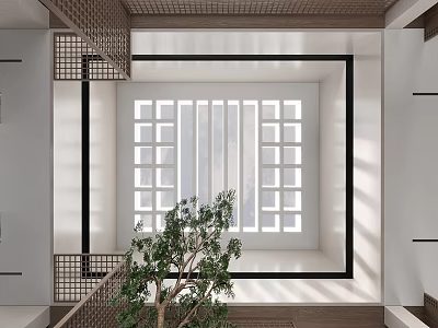 Modern Sales Office Interior Design With Large Windows And Green Plants 3d model