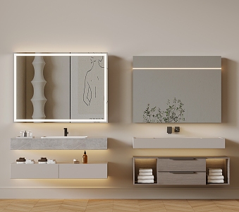 Modern Bathroom Cabinet Bathroom Mirror Washstand Bathroom Cabinet 3d model