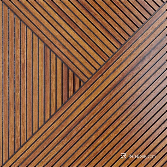 Wooden Wall Design Featuring Interlocking Slats And Geometric Striped Pattern 3d model 