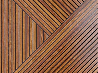 Wooden Wall Design Featuring Interlocking Slats And Geometric Striped Pattern 3d model