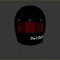 Black Helmet with Red Lining and Side Text Don't Fucking Panic 3d model