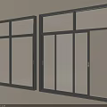 Modern Sliding Windows With Black Frames Installed On Light Colored Wall 3d model