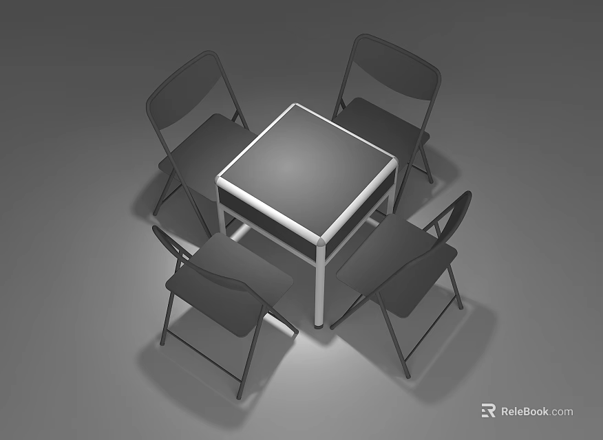 Simple Square Table With Four Chairs Modern Metal Frame Design 3d model 