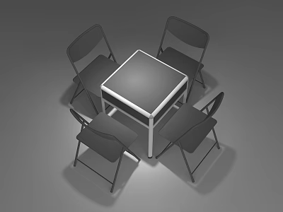 Simple Square Table With Four Chairs Modern Metal Frame Design 3d model
