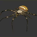3D Rendered Spider With Detailed Orange Yellow Striped Body And Black Legs With Orange Spots