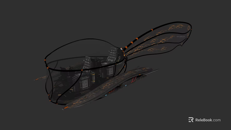 Innovative Tech Eyewear With Transparent Lenses And Orange Design Elements 3d model 