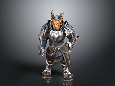 Game Movie Character Orc Warrior With Horns And Metallic Armor Design 3d model