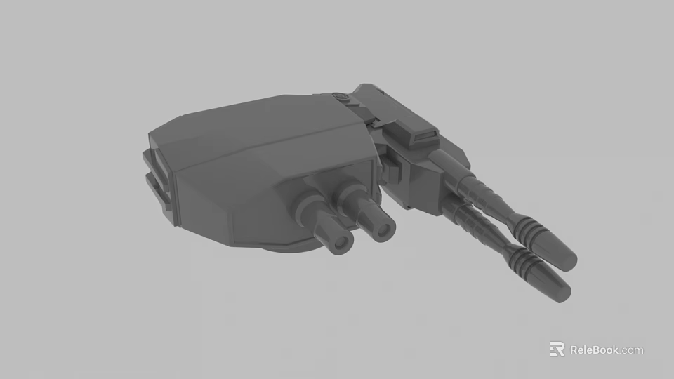 Gray Mechanical Part 3D Model With Multiple Pipes And Connectors 3d model