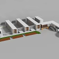 Modern School Building Complex With Connected Classrooms Courtyards Lawns And Circular Structure 3d model