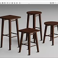 Set of Four Modern Wooden Bar Stools with Simple Design Various Heights and Sturdy Construction