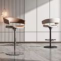 Stylish Modern Bar Stools In Interior With Striped Wall And Paneled Background