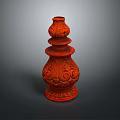 Red Ceramic Decorative Vase With Intricate Carved Patterns For Home Decor 3d model