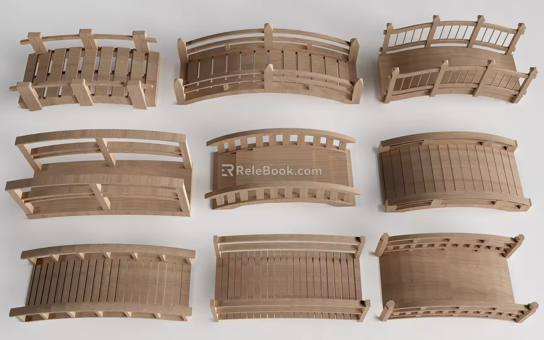 Modern Landscape Bridge Small Arch Bridge Wooden Arch Bridge Courtyard Bridge 3d model