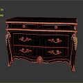 Classic Dark Gray Entryway Console Table with Gold Carved Handles and Ornate Drawer Design