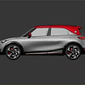 Sleek Silver Compact Car With Red Roof And Modern Black Wheels Design