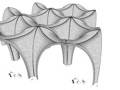 Modern Pergola Architectural Design With Petal Shaped Canopy And Curved Supports 3d model