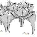 Modern Pergola Architectural Design With Petal Shaped Canopy And Curved Supports