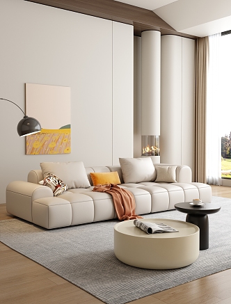 Modern minimalist sofa coffee table combination 3d model