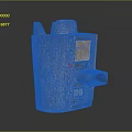 Abstract Rustic Textured Sculpture With Colorful Square Elements And Protruding Opening