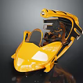 Futuristic Yellow Space Vehicle With Open Cockpit And Astronaut Figure