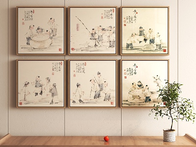 New Chinese Decorative Painting Characters Children's Baby Play Picture Hanging Painting model