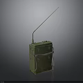 Vintage Military Radio Communication Device with Long Antenna Green Metal Case and Carry Straps
