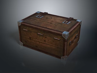 Vintage Wooden Storage Trunk With Metal Accents For Home Decor And Organization 3d model