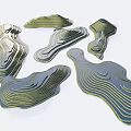3D Micro Terrain Models With Layered Wavy Textures And Sculptural Details 3d model