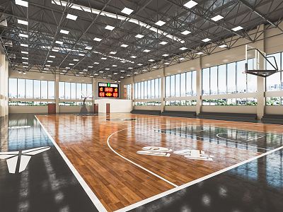 Modern Basketball Court Basketball Gymnasium Sports Stadium Basketball Rack Basketball Game Stadium 3d model