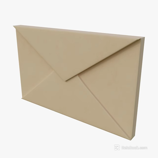Beige Paper Envelope With Folded Flap Design For Daily Use Essentials 3d model 