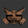Rusty Copper Goggle Shaped Object Featuring Large Circular Lenses Spikes And Components