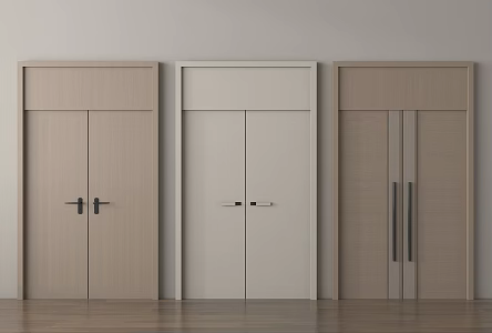Modern Opposition Office Solid Wooden Door 3d model