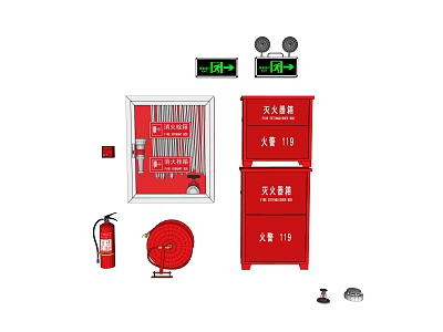 Essential Fire Fighting Equipment Including Fire Extinguisher Hydrant And Alarm Controller 3d model