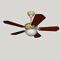 Ceiling Mounted Air Conditioner Fan With Wooden Blades And White Light Fixture