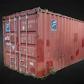 Industrial Equipment Red Rustic Container Featuring FAL Logo Serial Number And Weeds at Base