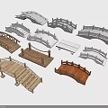 Various Design Landscape Bridges Models with Different Materials and Decorative Styles 3d model