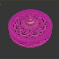 Golden Round Decorative Box With Intricate Carved Patterns For Home Decor