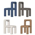 Stylish Leisure Chairs in Blue Gray White and Brown with Modern Minimalist Design