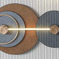Flower Shaped And Circular Design Wall Decor With Gold Accents On Striped Wall