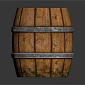 Vintage Wooden Barrel With Red Cross And Metal Hoops For Household Storage