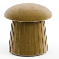 Mushroom Shaped Brown Velvet Sofa Stool with Pleated Design for Living Room