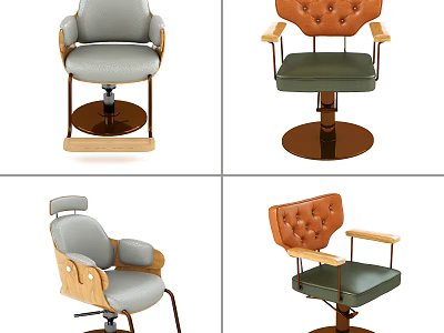 Various Massage Chair Designs Featuring Colorful Upholstery Wooden Arms And Swivel Bases 3d model