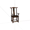 Traditional Chinese Style Wooden Leisure Chair With Carved Backrest And Armrests